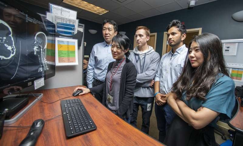 HeadXNet team members (from left to right, Andrew Ng, Kristen Yeom, Christopher...