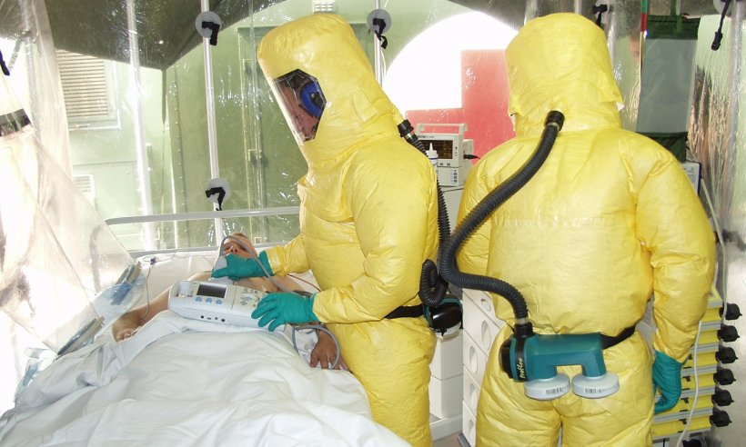 ebola isolation station, infection protective gear