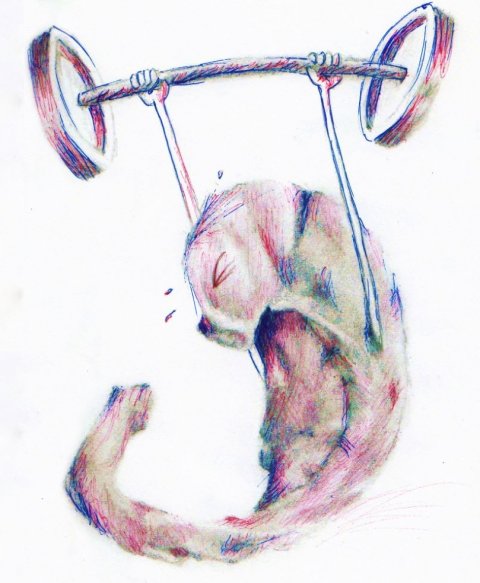 illustration of human hippocampus lifting weights