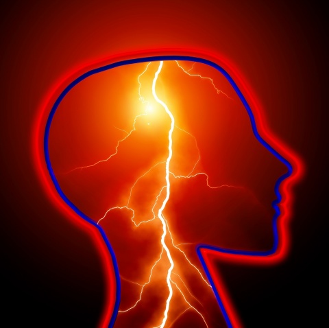 illustration of lightning inside the head to show the concept of an epileptic event