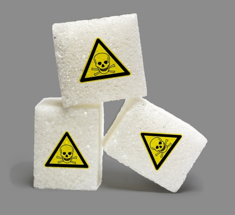 sugar cubes with poison symbol