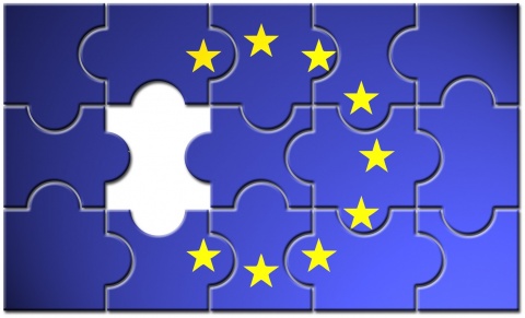 european union flag as puzzle with missing piece