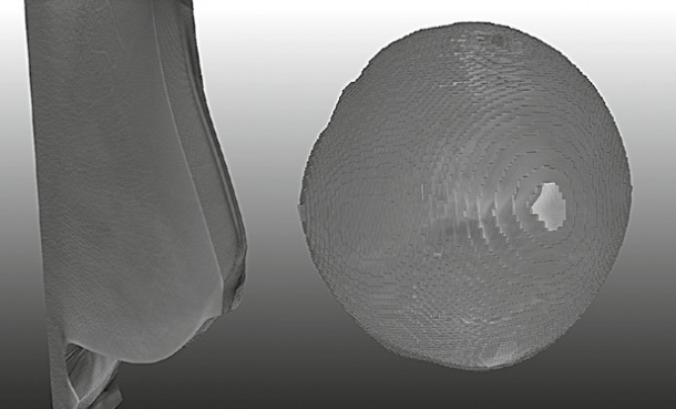 Imaging of orthogonal layers of a non-deformed breast. The finite element grid...