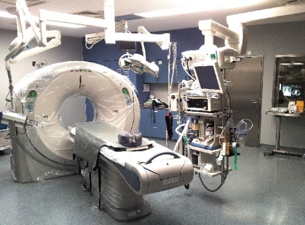 Toshiba Aquilion 32 CT scanner in the shock room at Bergmannstrost hospital