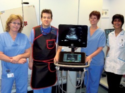 From left to right, Sister Lesley Armley, Consultant Interventional Radiologist...