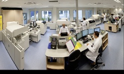 Panoramic view of the Utrecht University Medical Center lab and the Beckman...