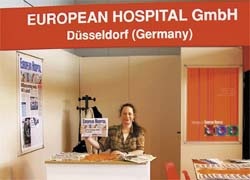 Denise Fries, our representative in Italy, manning the European Hospital booth