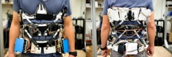 Prototype wearable spine brace: sensors record the force and motion data and...