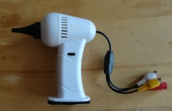 Low cost custom-made video-otoscope that can be connected to a smartphone.
