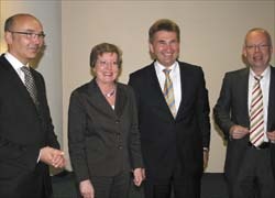 Left to right: Professors Walter Heindel, Ursula Nelles, President University...