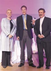 Another grant: Jon Holmes, CEO of Michelson Diagnostics, accepting the 2006/7...