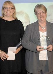 Susanne Darra and Marian McIvor receiving their £500 Award for Excellence in...