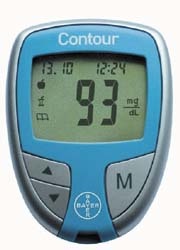 Photo: Bayers new Contour meter and Microlet 2 devices