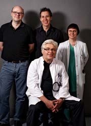 Prof Schmidt and his team. From left: Software developer Raphael Schneider with...
