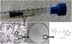 Macroscopic picture of particles in a
syringe ready for injection....