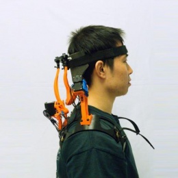 A study participant wearing the neck brace.