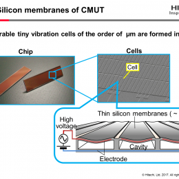 Inside the CMUT, a soft membrane embedded with electrodes that vibrate...