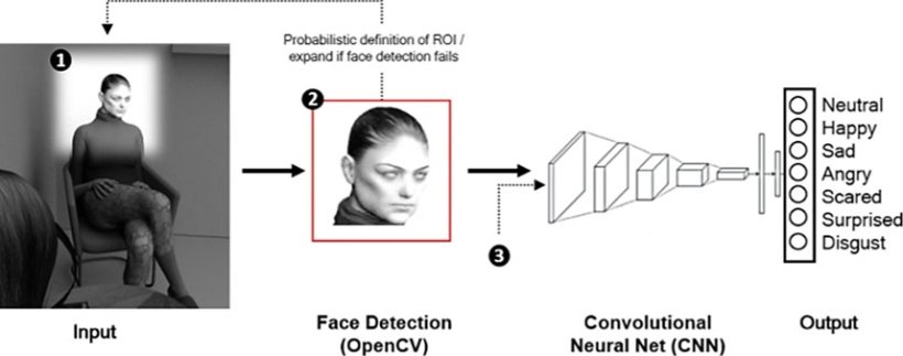 Schematische Darstellung der Bildverarbeitung: 1: Auswahl des Gesichts als...