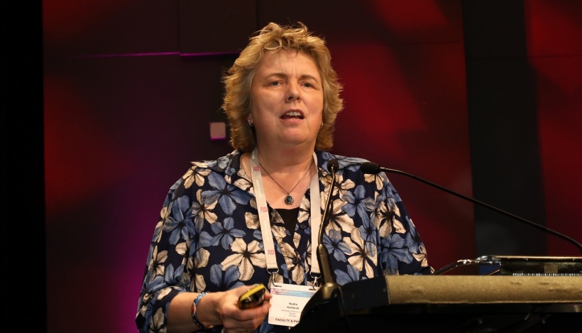 Professor Nadia Harbeck during her speech at the Advanced Breast Cancer Fourth...