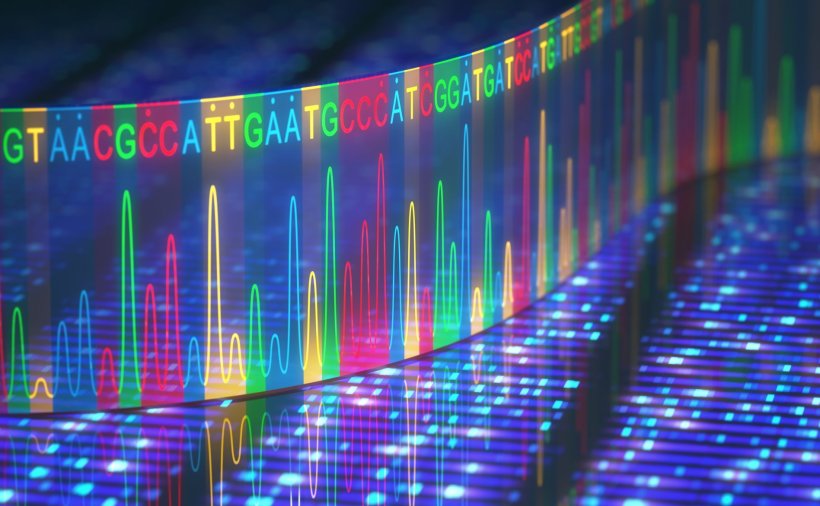 Sanger Sequencing. 3D illustration of a method of DNA sequencing