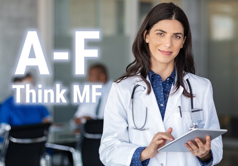 A doctor holding a tablet device and looking at the camera, next to the text...