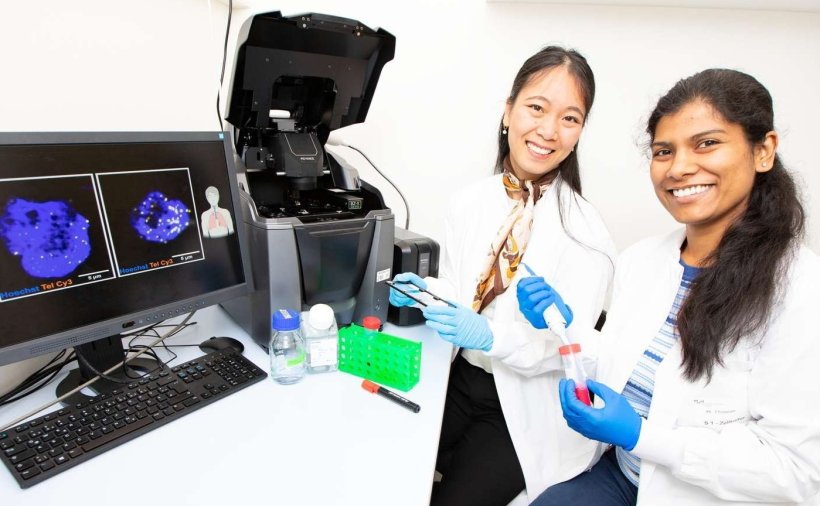 Erstautorin Dr. Jia Li Ye (links) und Molekularbiologin Dr. Shambhabi...