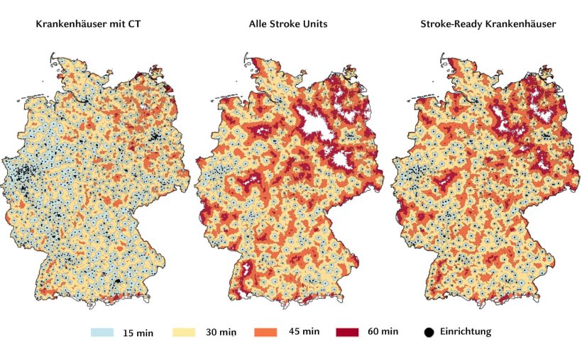Drei Deutschland-Karten mit unterschiedlich eingefärbten Regionen, von...