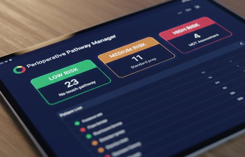 AI-generated image of a tablet on a wooden table. On the screen, the title...