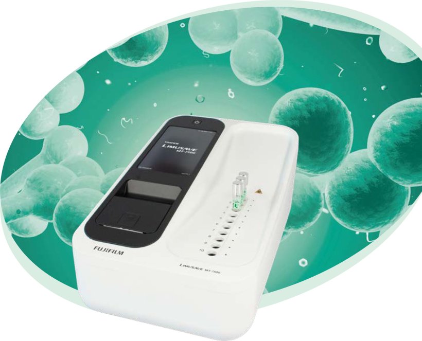 Key visual of the LIMUSAVE MT-7500 laboratory analyzer. The device is shown in...