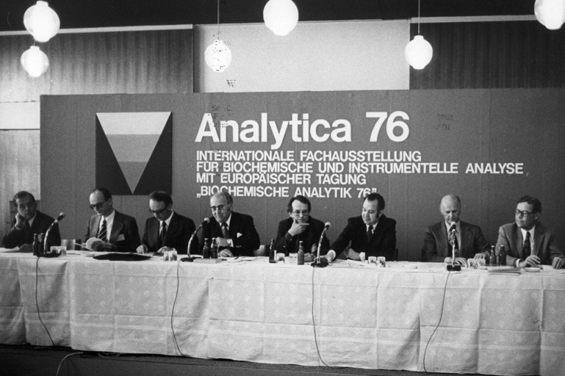 Die Hauptpressekonferenz der Messe in 1976.