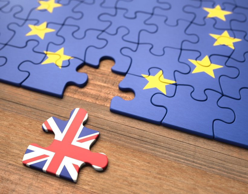 Illustration of Brexit, with the UK represented as a puzzle piece missing from...