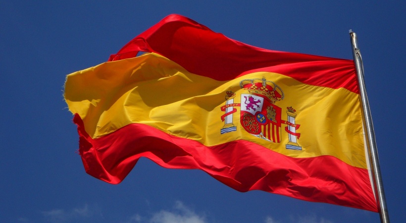 Flag of Spain waving in the wind