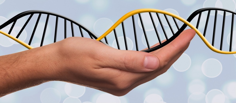 dna deoxyribonucleic acid dns genetics symbol hand