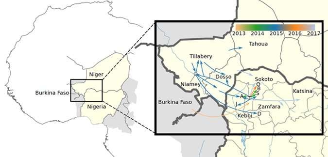 Figure 1. The map shows how the outbreak, starting in one province in northern...