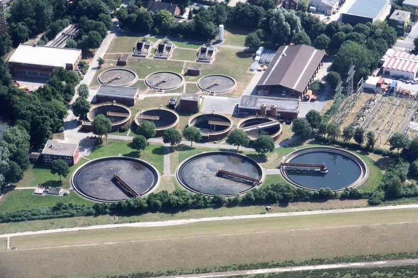 aviary view of sewage processing plant in germany