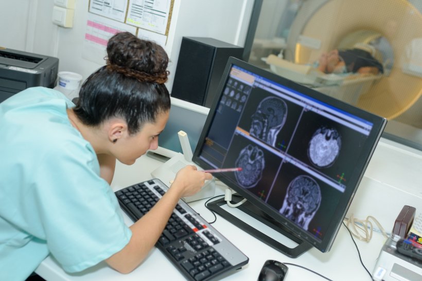 radiologist monitoring the examination