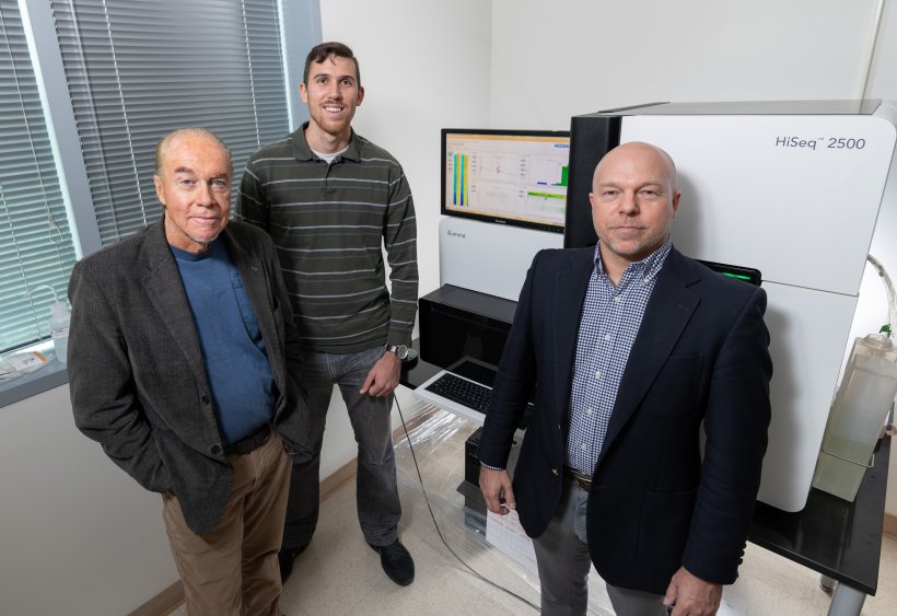 Georgia Tech researchers (l-r) John McDonald, Evan Clayton and Fredrik Vannberg...