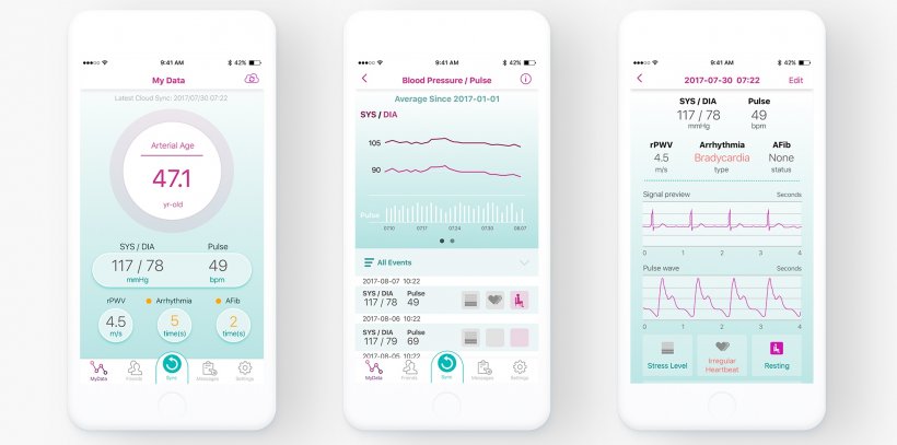 3 smartphones displaying medical apps
