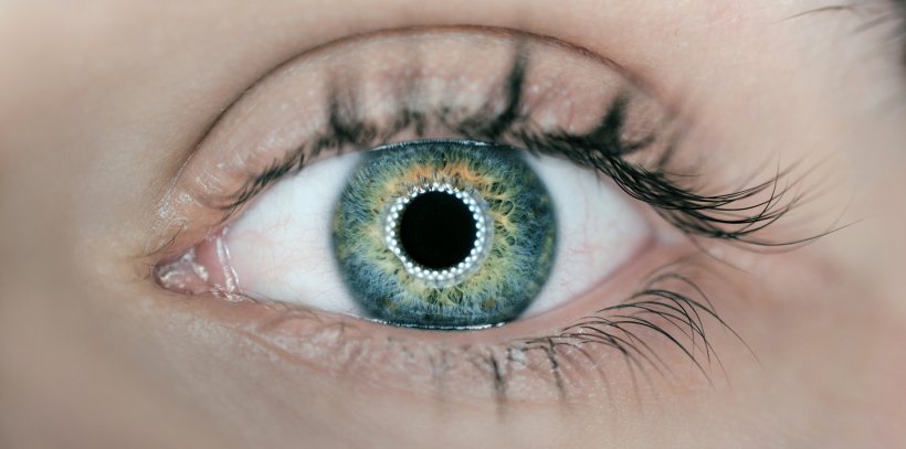 closeup of eye with light reflections