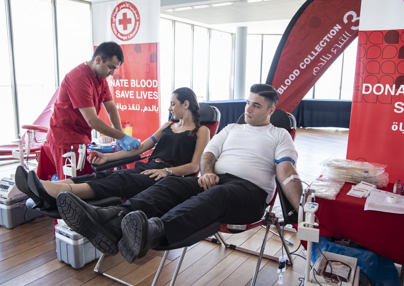 blood donation with red cross in lebanon