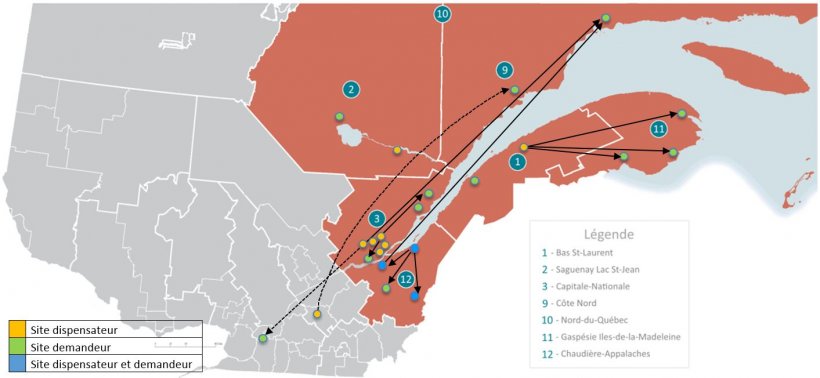 Map of the Eastern Quebec telepathology network area