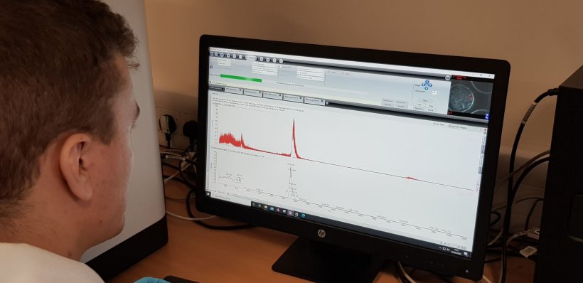 Readout of the mass spec analysis on the computer