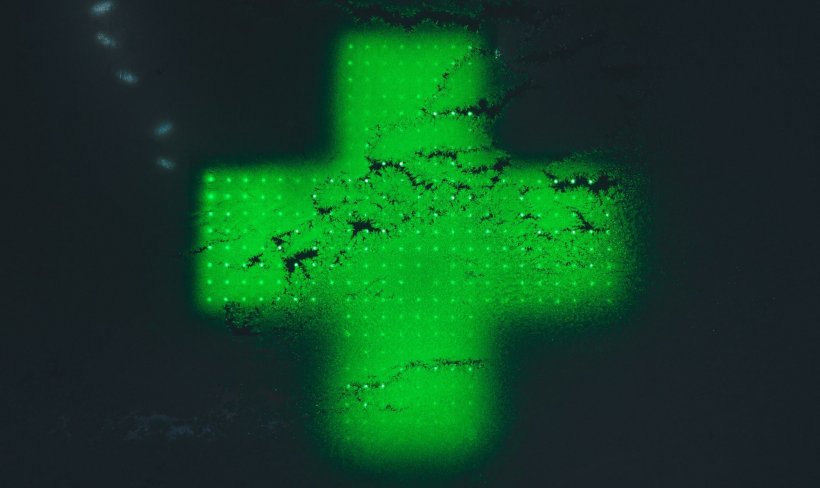 green led cross, pharmacy symbol