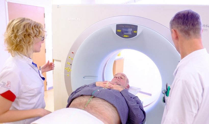 man undergoing radiotherapy