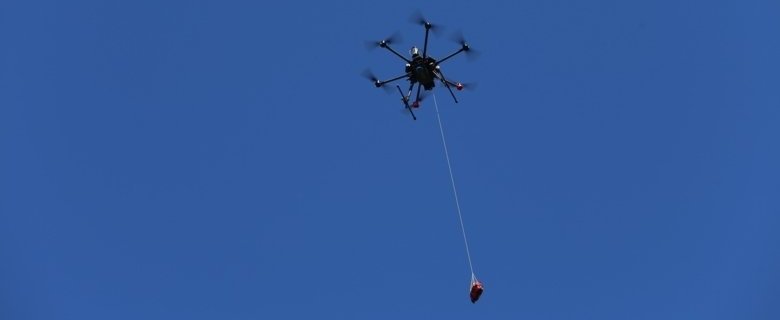 multicopter drone in the blue sky