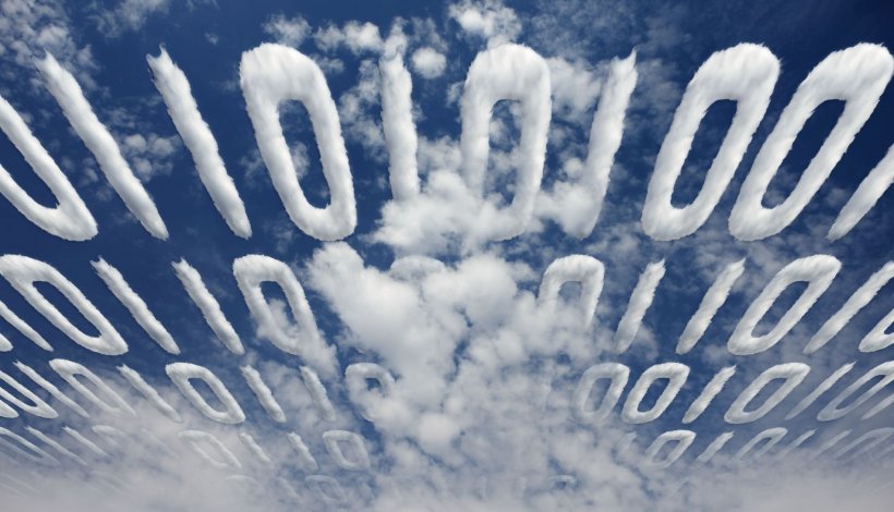 binary code as clouds in the sky
