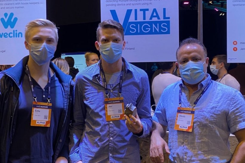 The Vital Signs team, AI developer Eetu Vilkki (left), engineer Aki Laakso and...