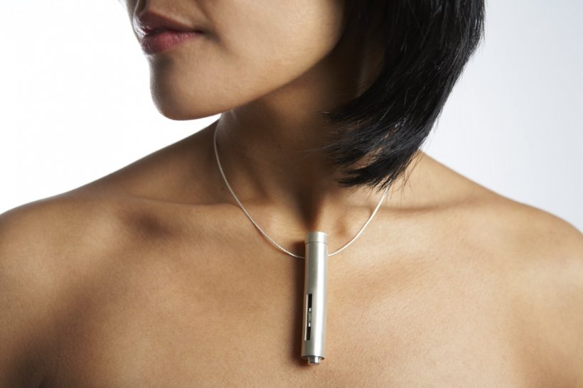 Diabetes Applicator Neckpiece, 2007, Cast Silver with stainless steel internal...