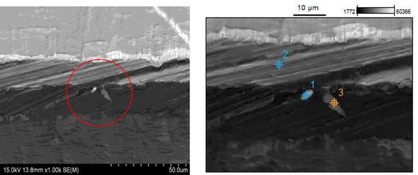 As-supplied osteotome cutting edge at x1000 magnification (left)....