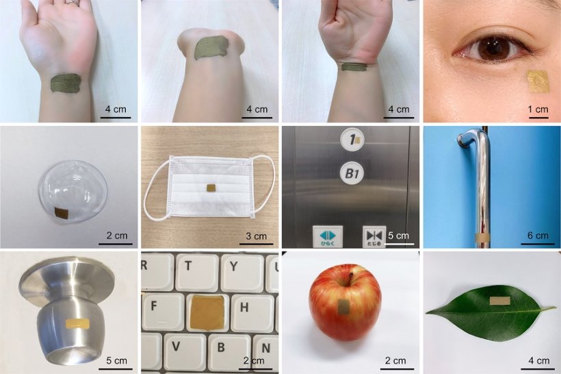 gold nanomesh sensor adhered to different surfaces